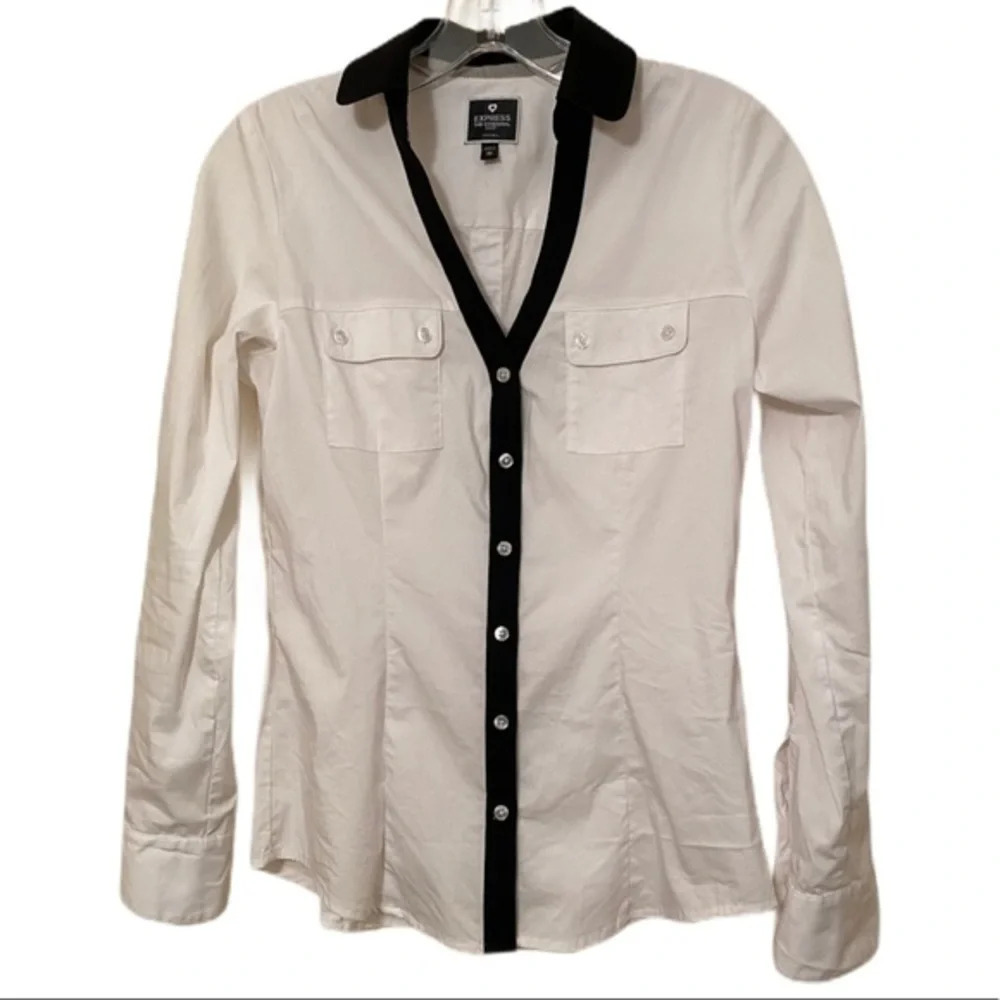 Express “The Essential Shirt”‎ White Black​